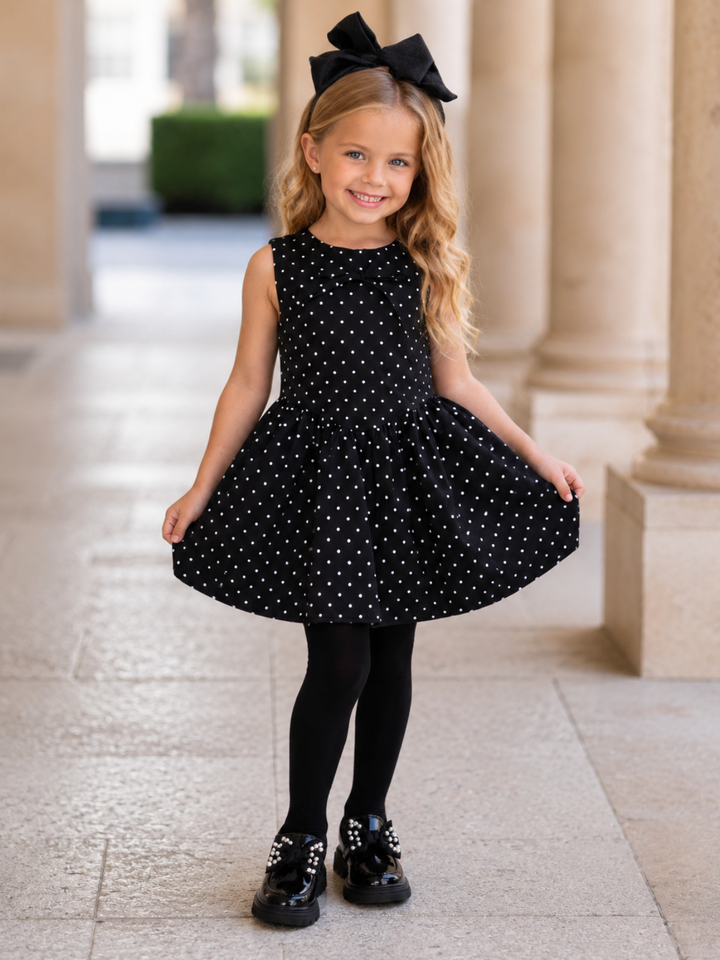 Black Polka Dot Party A-Line Dress