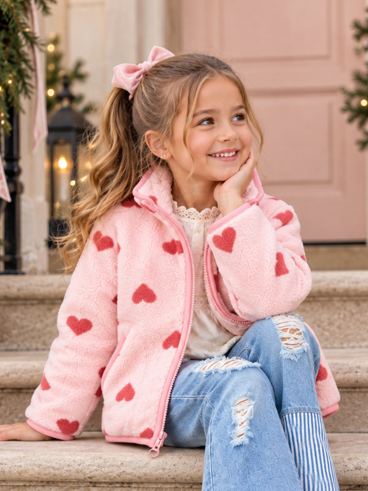 Sweetheart Snuggles Pink Heart Fleece Jacket
