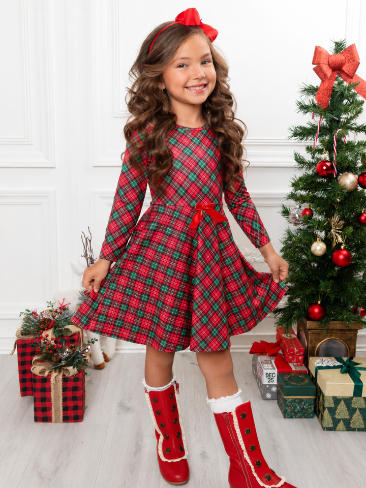 Mistletoe Princess Plaid Holiday Dress