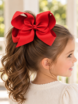 Girls Red 6 Inch Hairbow