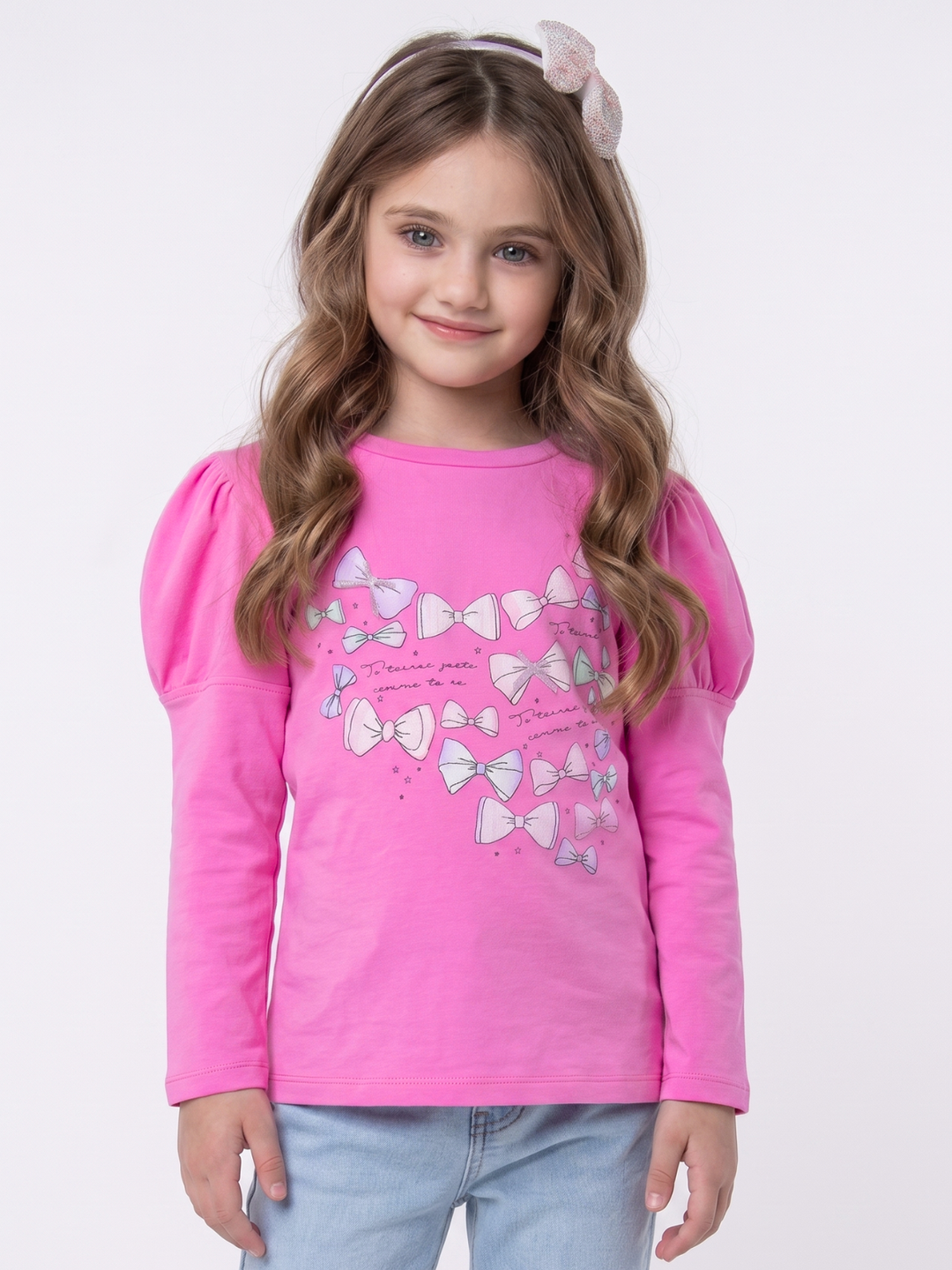 Charmed Bows Premium Cotton Puff Shoulder Top Mia Belle Girls