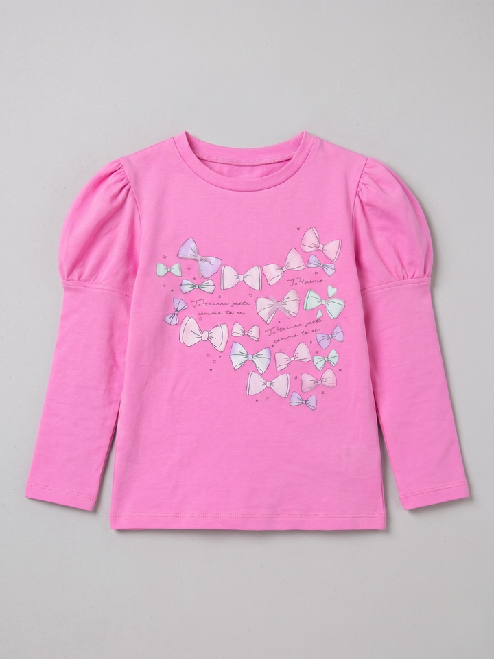 Charmed Bows Premium Cotton Puff Shoulder Top Mia Belle Girls