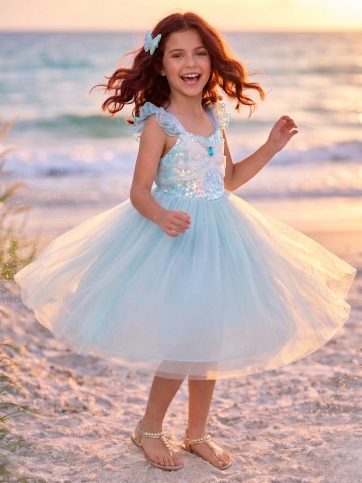 aqua princess dress Turquoise Blue Aqua Pageant Dress With Feathers Easter Fun Fashion Dress Wedding Birthday Holiday Party Dress Princess Dress Baby Doll Dress