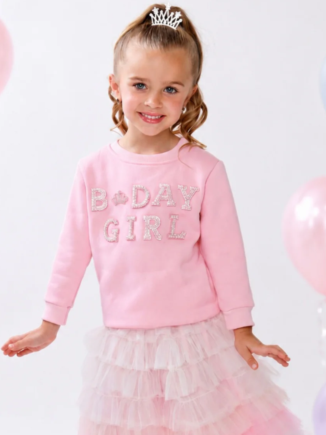 Birthday Girl Princess Pearl Embellished Sweatshirt Mia Belle Girls