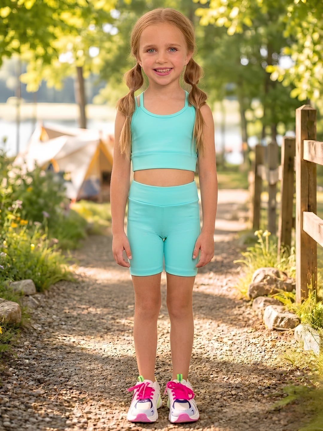 Move Free Strappy Active Biker Short Set