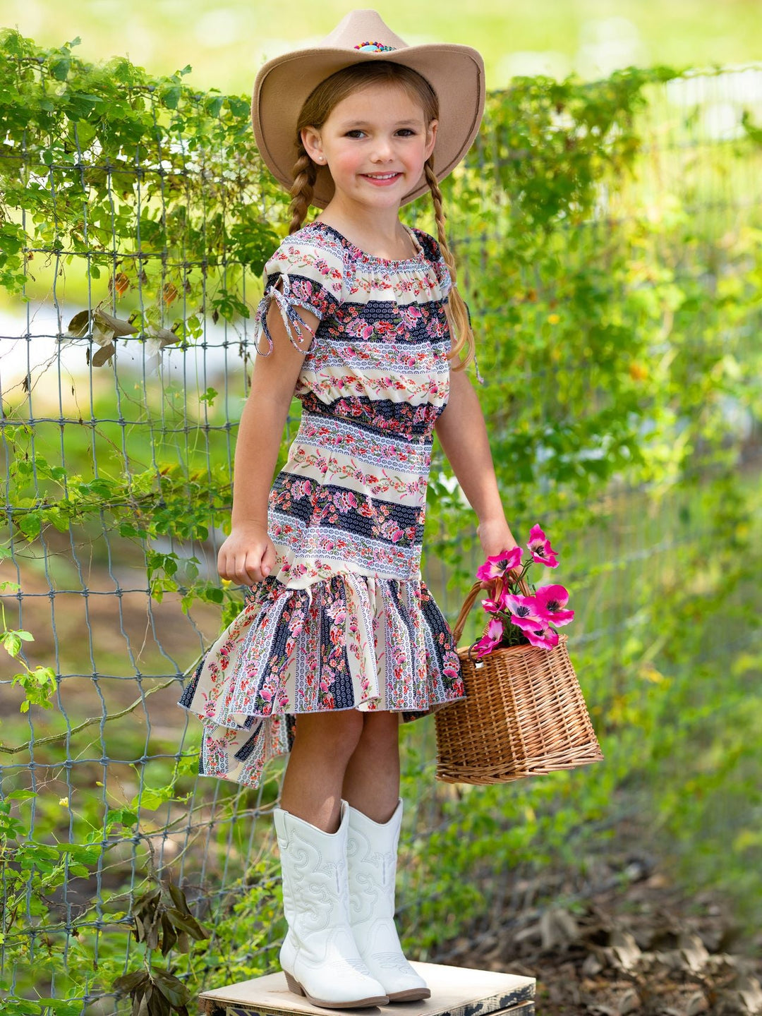 Warm Welcome Patchwork Hi-Lo Skirt Set Mia Belle Girls