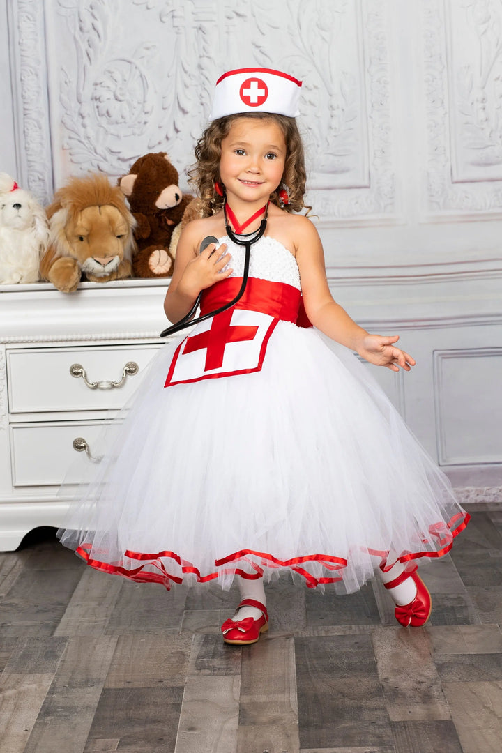 Kids Halloween Costumes | Girls Nurse Tutu Dress | Mia Belle Girls