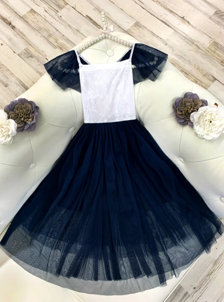 Toddler Spring Dresses | Girls Textured Bodice Tulle Maxi Dress