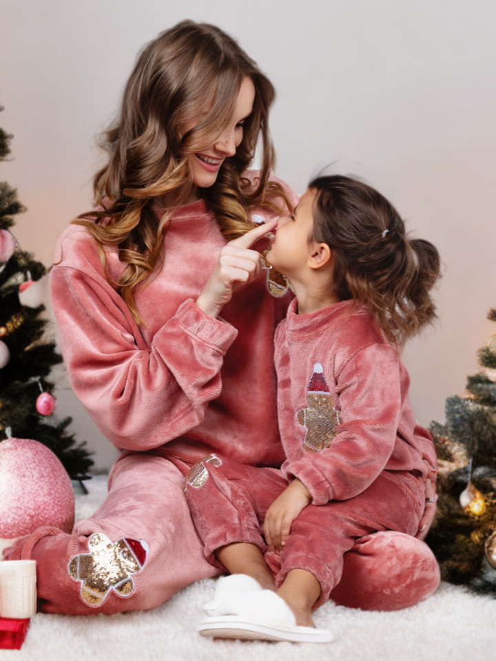 Mommy and Me Gingerbread Delight Christmas Lounge Set Mia Belle Girls