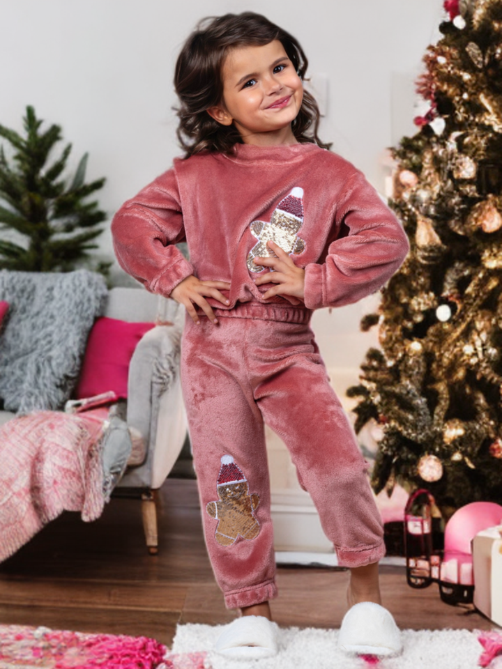 Mommy and Me Gingerbread Delight Christmas Lounge Set Mia Belle Girls