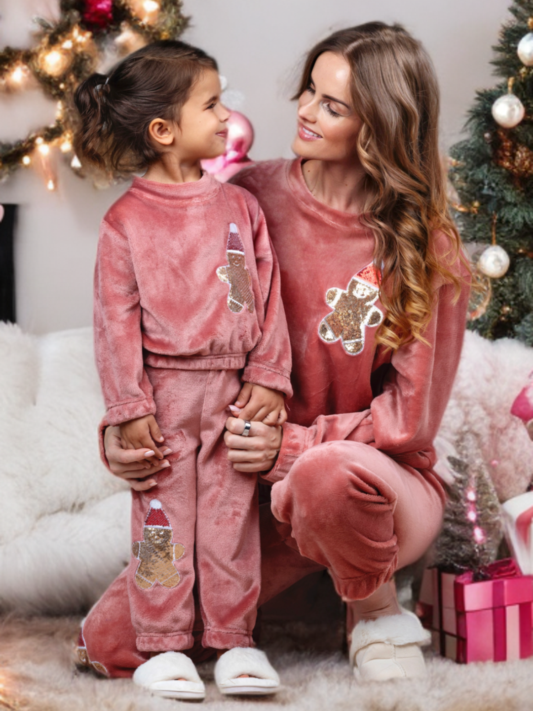 Mommy and Me Gingerbread Delight Christmas Lounge Set Mia Belle Girls