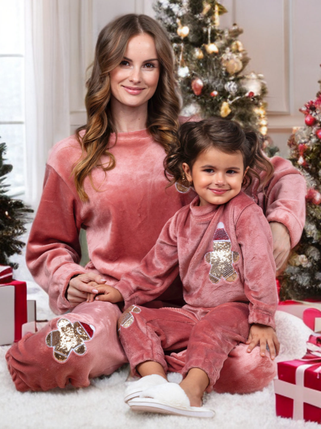 Mommy and Me Gingerbread Delight Christmas Lounge Set Mia Belle Girls