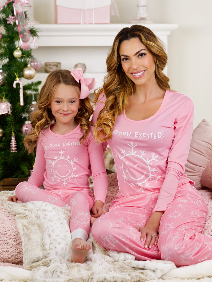 SmileyWorld Mommy and Me Pink Snowy Days Pajama Set Mia Belle Girls