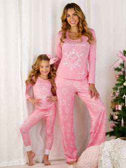 SmileyWorld Mommy and Me Pink Snowy Days Pajama Set