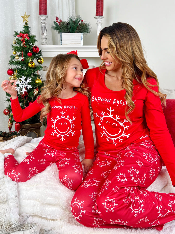 SmileyWorld Mommy and Me Red Snowy Days Pajama Set Mia Belle Girls