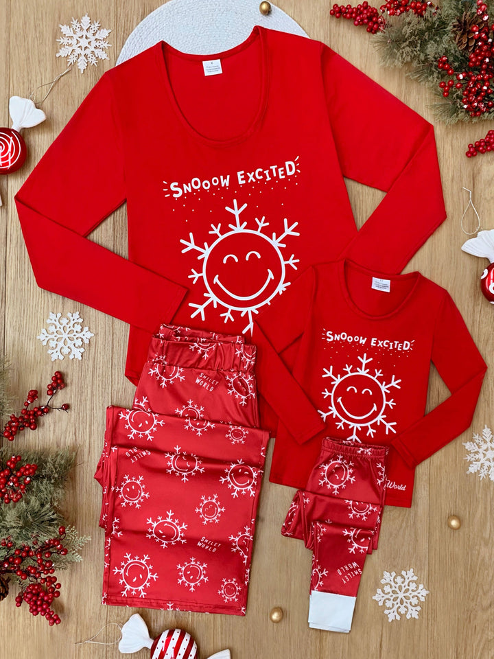SmileyWorld Mommy and Me Red Snowy Days Pajama Set Mia Belle Girls