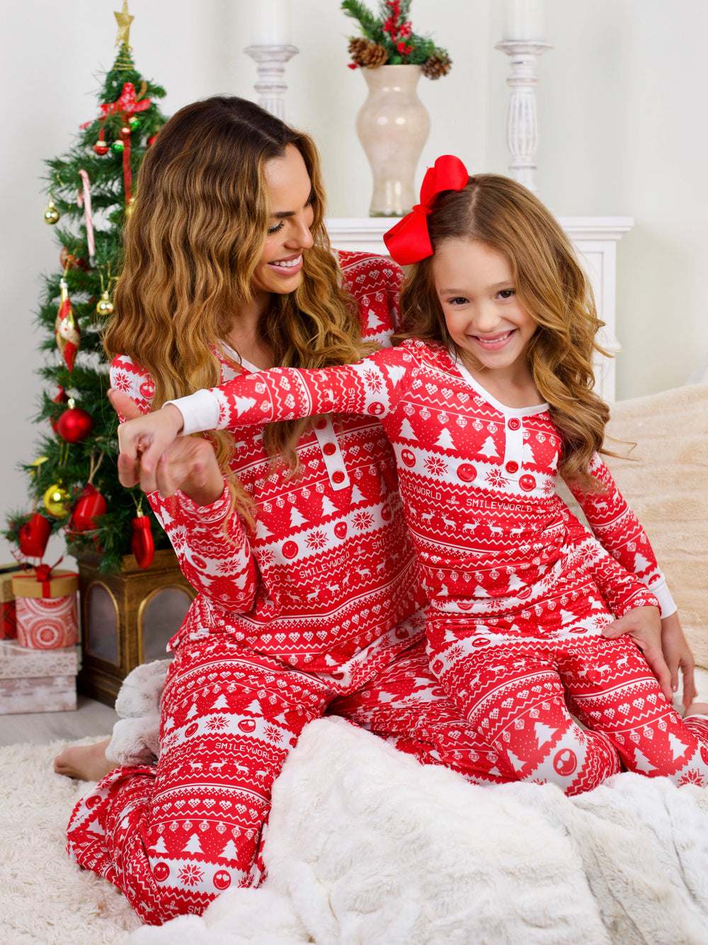 SmileyWorld Mommy and Me Christmas Traditions Pajama Set Mia Belle Girls