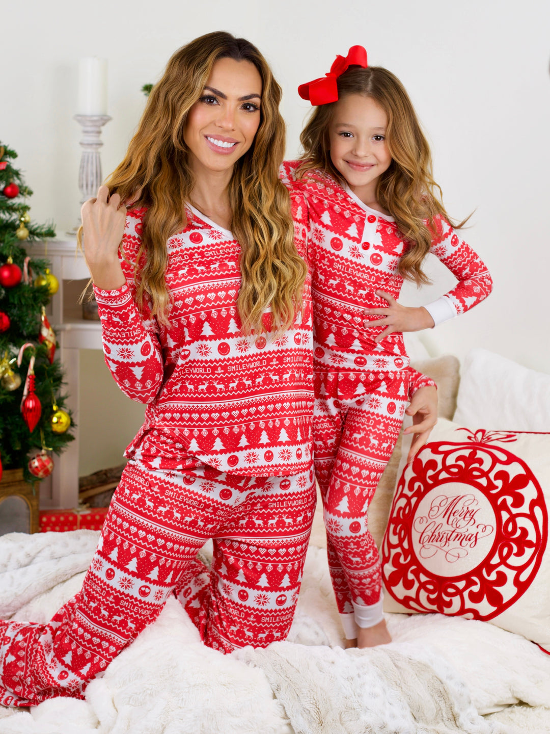 SmileyWorld Mommy and Me Christmas Traditions Pajama Set Mia Belle Girls