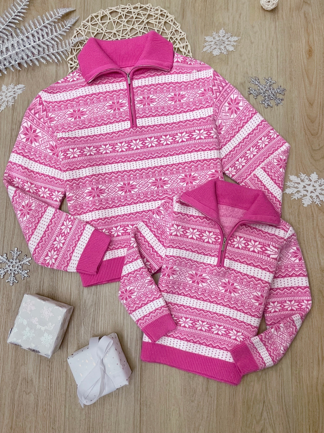 Mommy and Me Frosted Fair Isle Quarter-Zip Sweater Mia Belle Girls