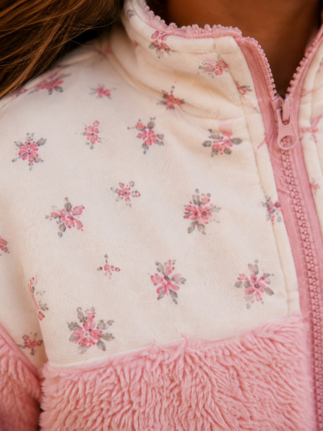 Mommy and Me Floral Pink Sherpa Jacket