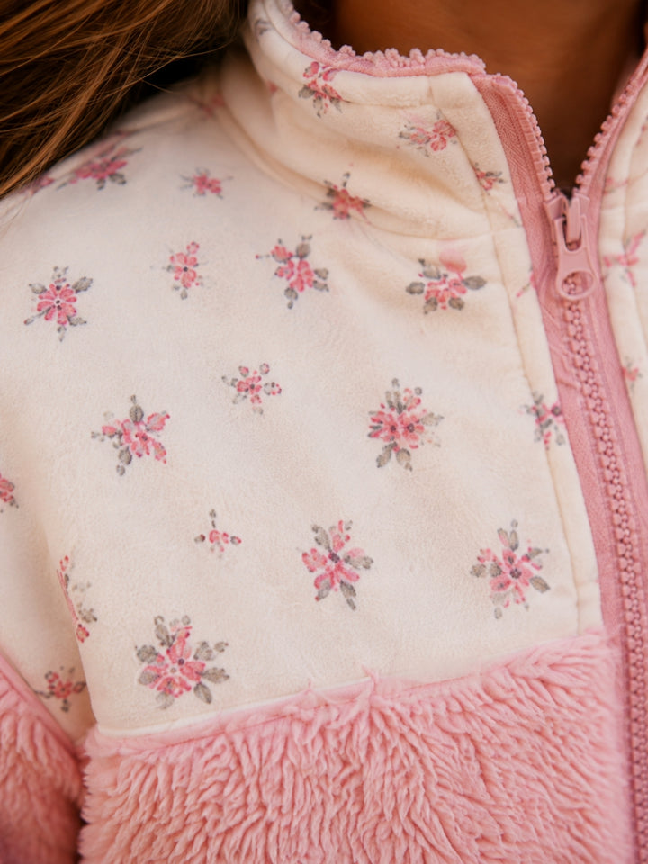 Mommy and Me Floral Pink Sherpa Jacket