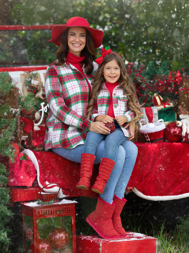 Mommy and Me Festive Plaid Flannel Shacket Mia Belle Girls