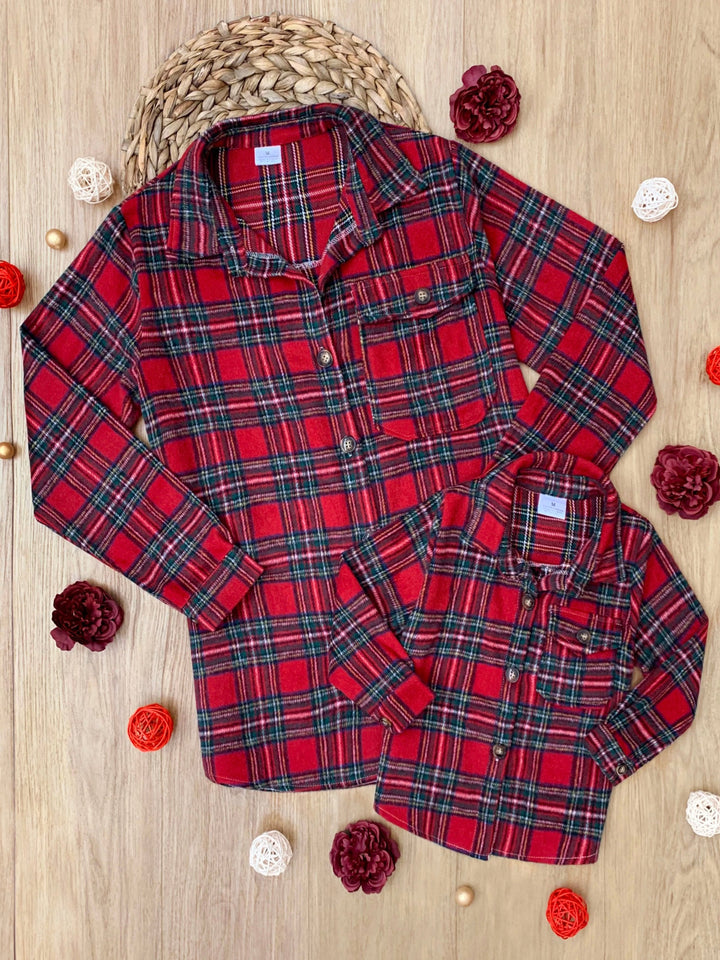 Mommy and Me Holiday Plaid Shacket Mia Belle Girls