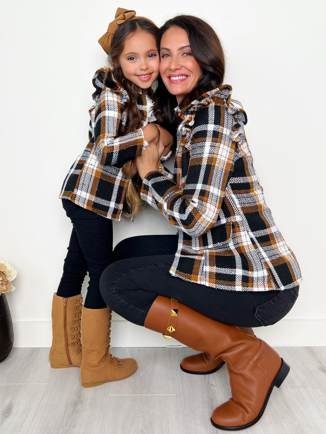 Mommy And Me Plaid Ruffle Bomber Jacket Mia Belle Girls