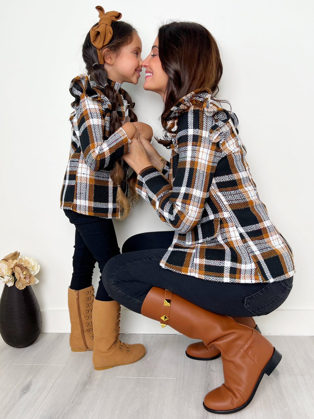Mommy And Me Plaid Ruffle Bomber Jacket Mia Belle Girls