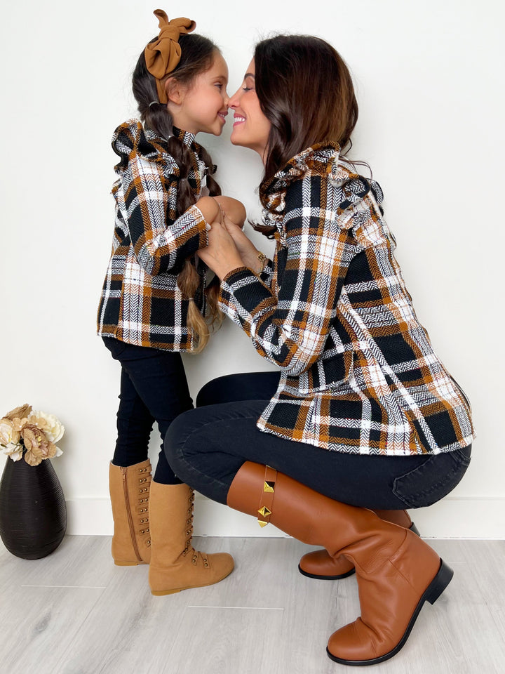 Mommy And Me Plaid Ruffle Bomber Jacket Mia Belle Girls