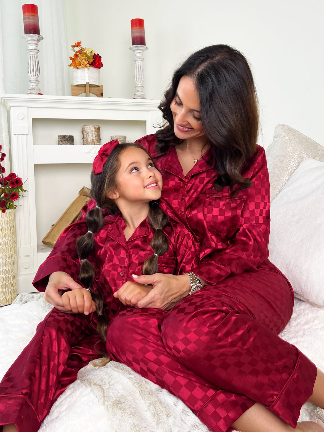 Mommy and Me Checkered Silky Pajamas Mia Belle Girls
