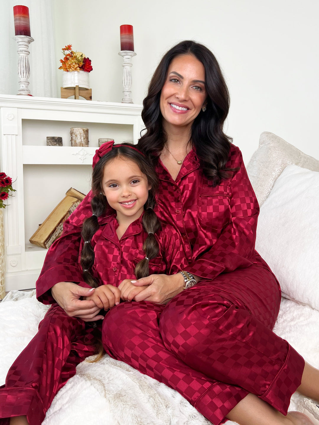 Mommy and Me Checkered Silky Pajamas Mia Belle Girls