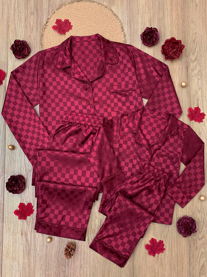 Mommy and Me Checkered Silky Pajamas Mia Belle Girls