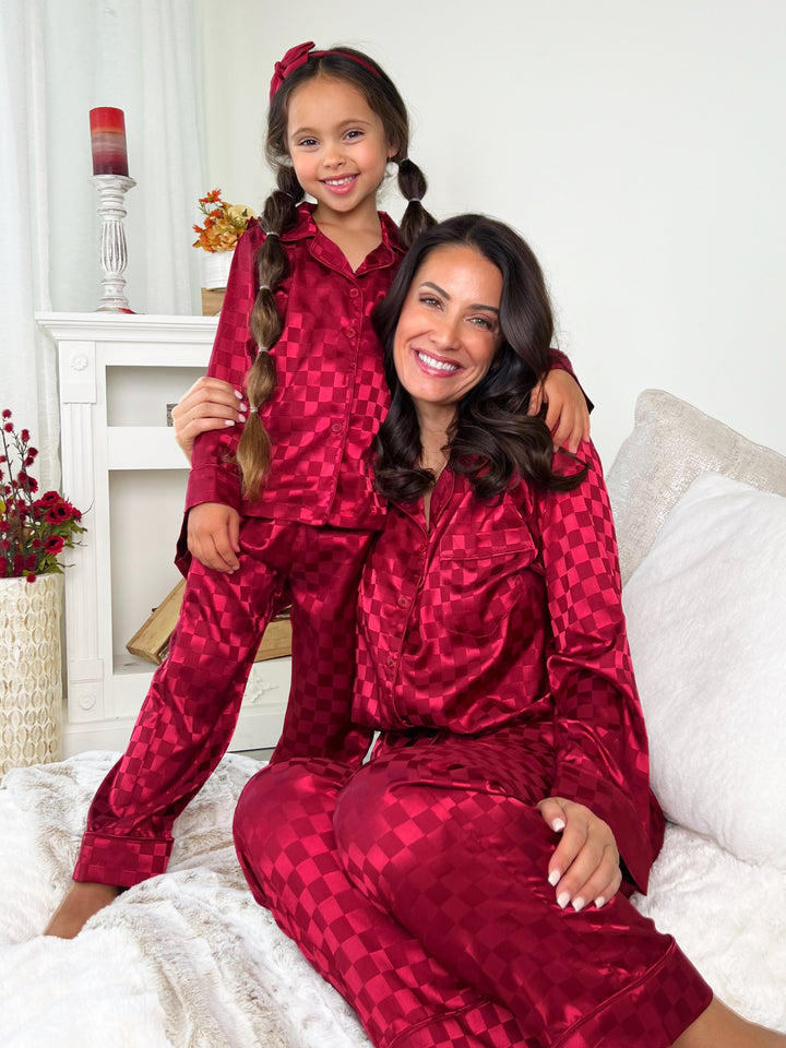 Mommy and Me Checkered Silky Pajamas Mia Belle Girls