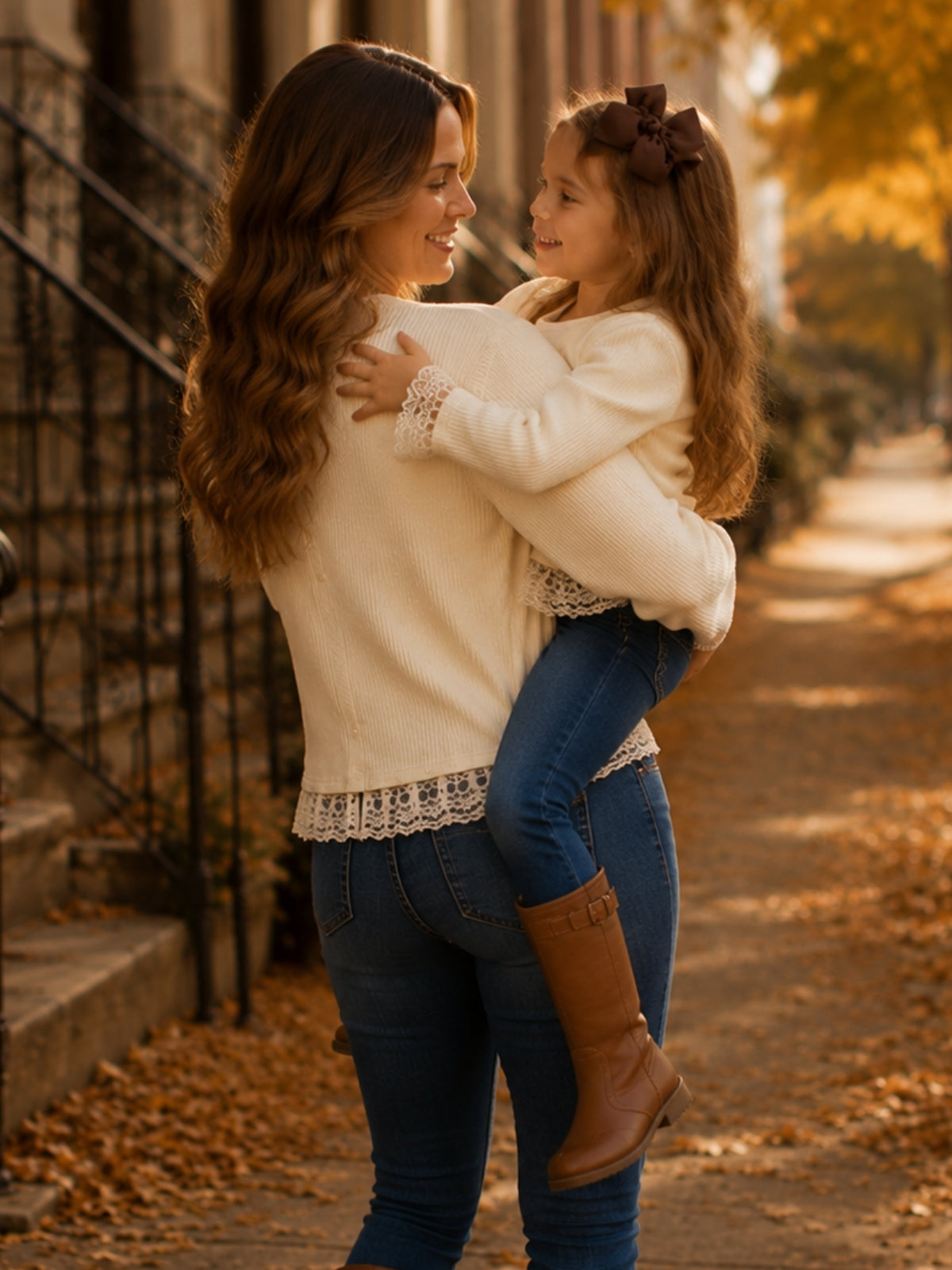 Mommy & Me Ivory Lace Trim Cardigan | Mia Belle Girls