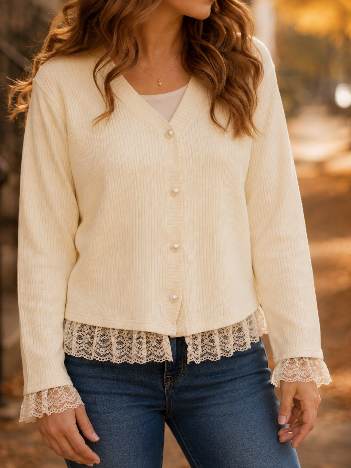 Mommy & Me Ivory Lace Trim Cardigan | Mia Belle Girls