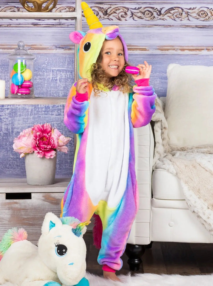 Mommy & Me Pastel Rainbow Unicorn Onesie Pajamas - Mia Belle Girls