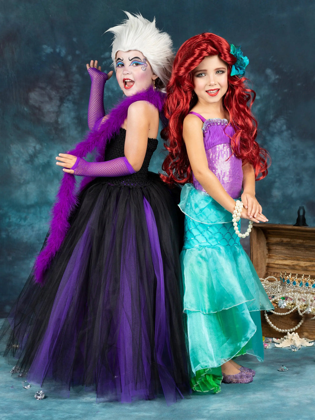 Girls Sea Witch Villain Tutu Costume Dress Purple / 4T