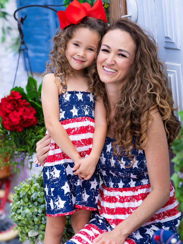 Mommy And Me US Flag Smocked Sundress | 4th Of July Dresses