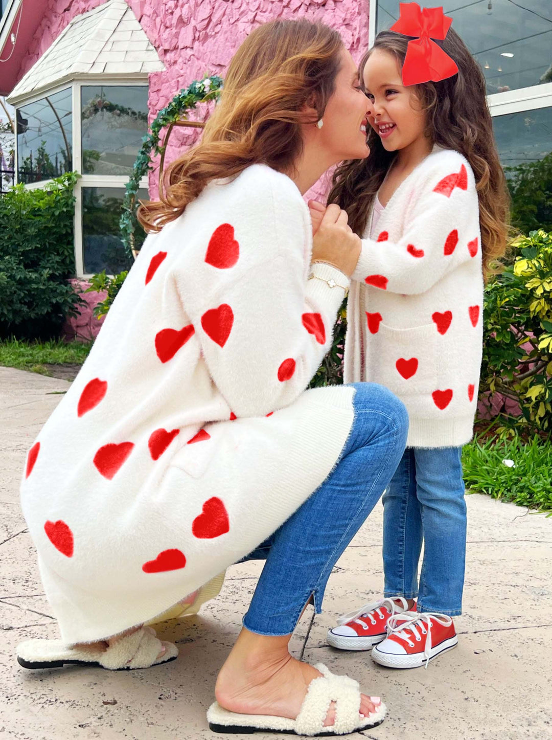 Mommy and Me I Love You Lots Oversized Heart Cardigan Mia Belle Girls
