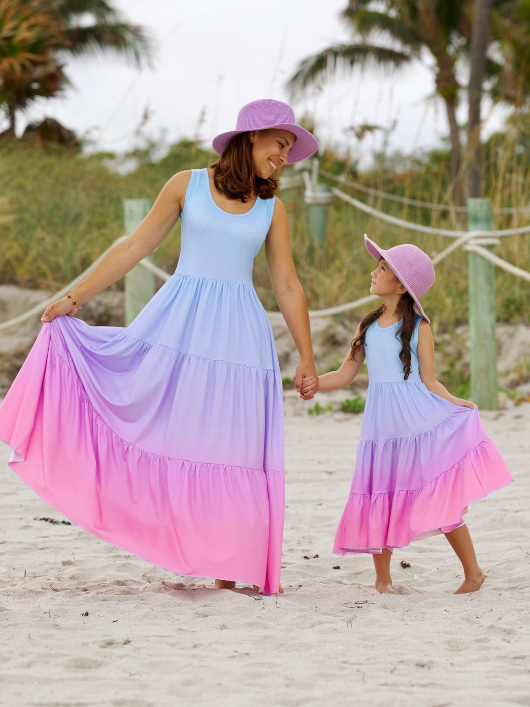 Mommy and Me Pastel Ombre Tiered Maxi Dress Pink / 8Y