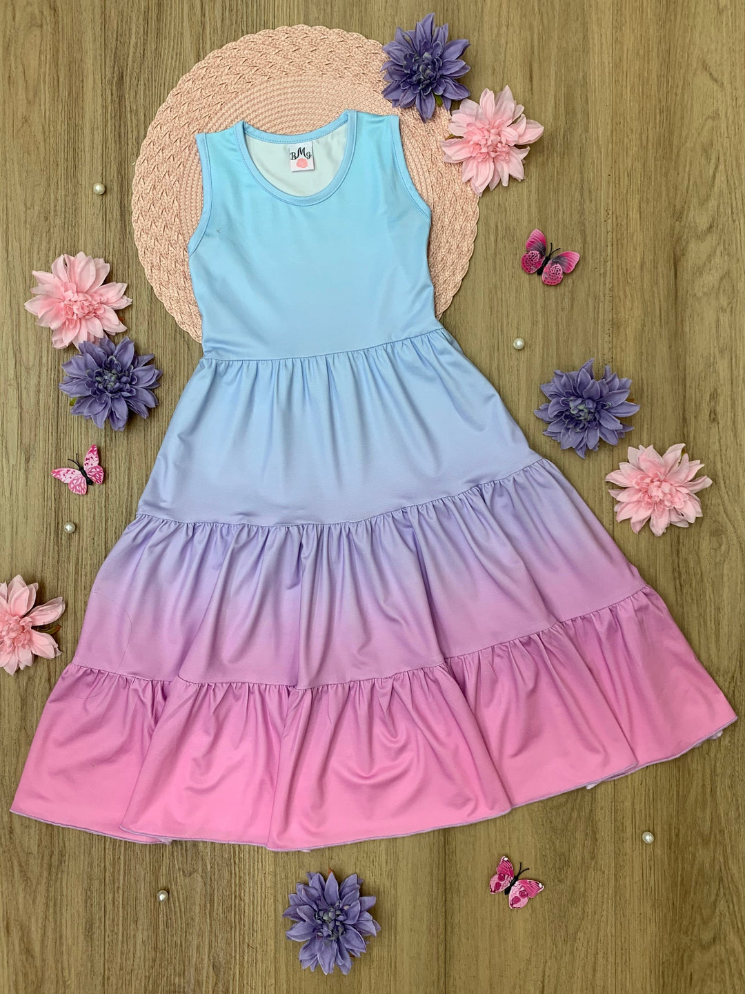 Mommy and Me Pastel Ombre Tiered Maxi Dress Pink / 8Y