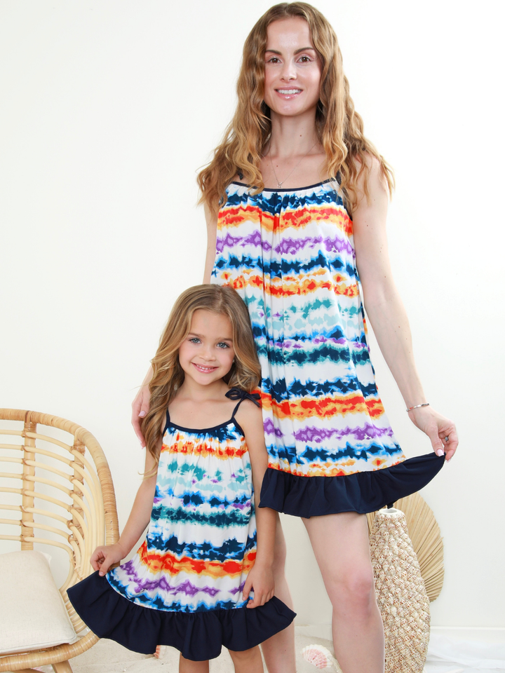 Mommy and Me Sunset Tie-Dye Ruffle Dress Mia Belle Girls