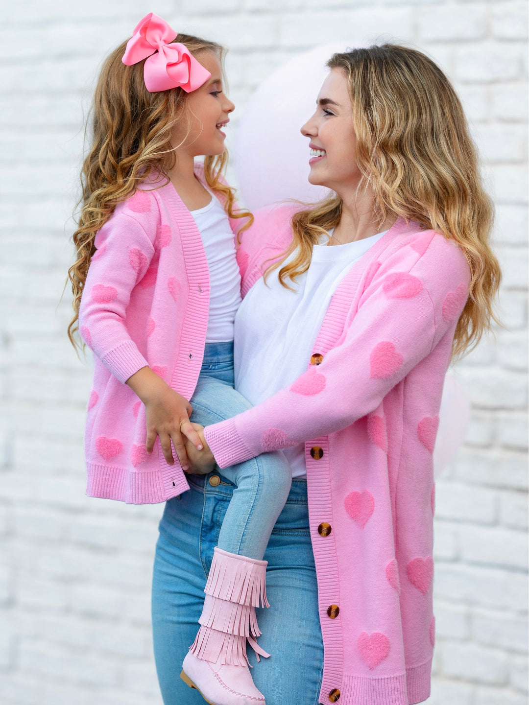 Mommy and Me You Make My Heart Fuzzy Cardigan Mia Belle Girls