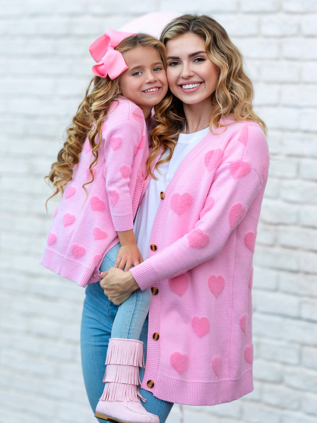 Mommy and Me You Make My Heart Fuzzy Cardigan Mia Belle Girls