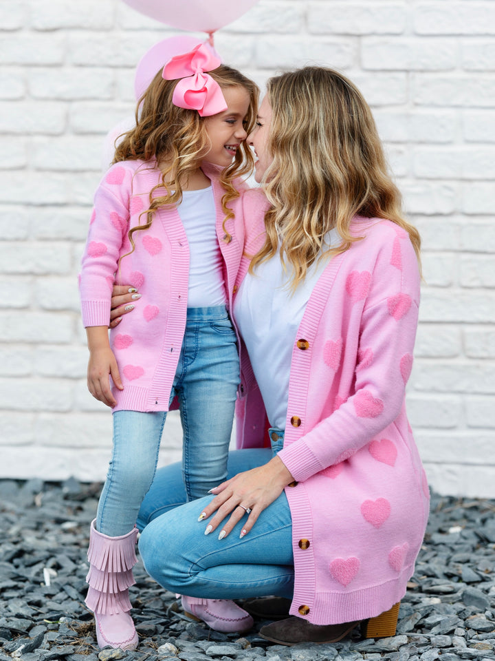 Mommy and Me You Make My Heart Fuzzy Cardigan Mia Belle Girls
