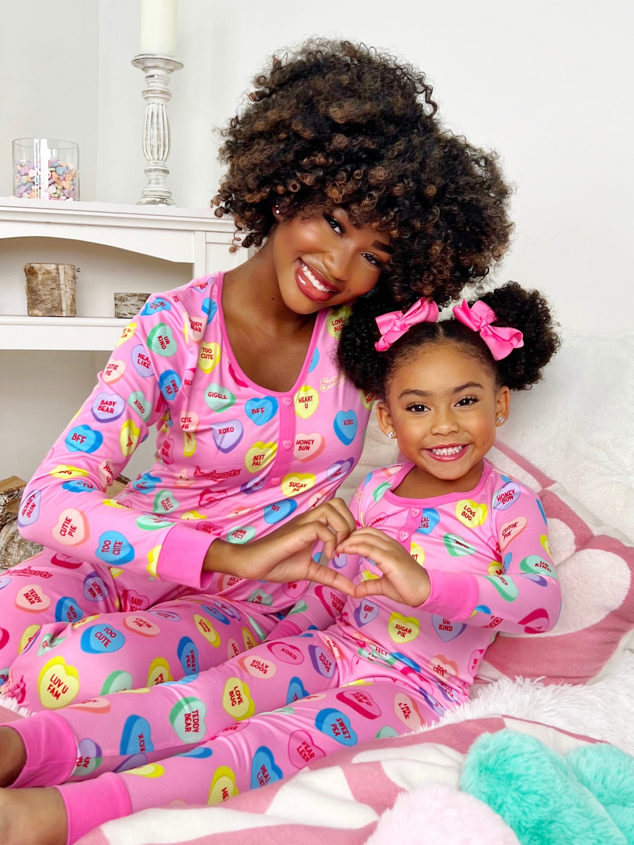 Sweethearts x Mia Belle Mommy and Me UR SWEET Pink Pajamas – Mia