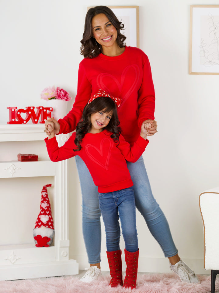 Mommy and Me Lovely Heart Embossed Sweatshirt Mia Belle Girls