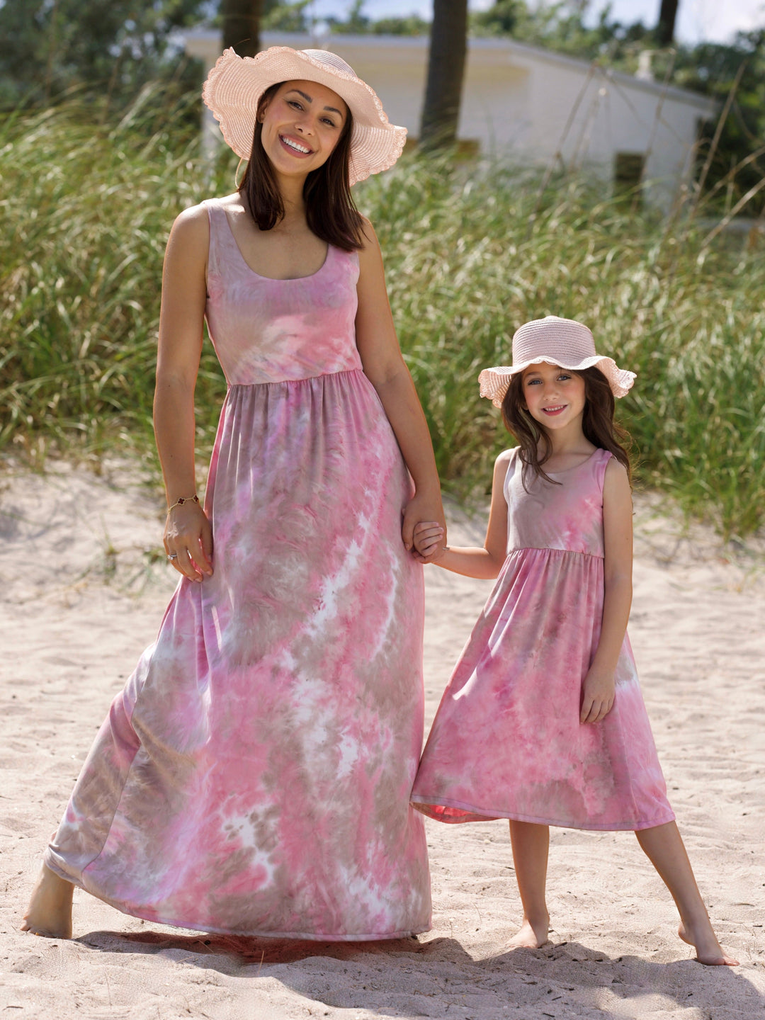 Mommy and Me Blush Breeze Tie-Dye Maxi Dress