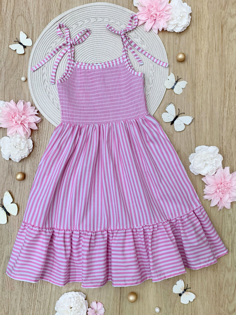 Mommy and Me Candy Stripe Smocked Midi Dress